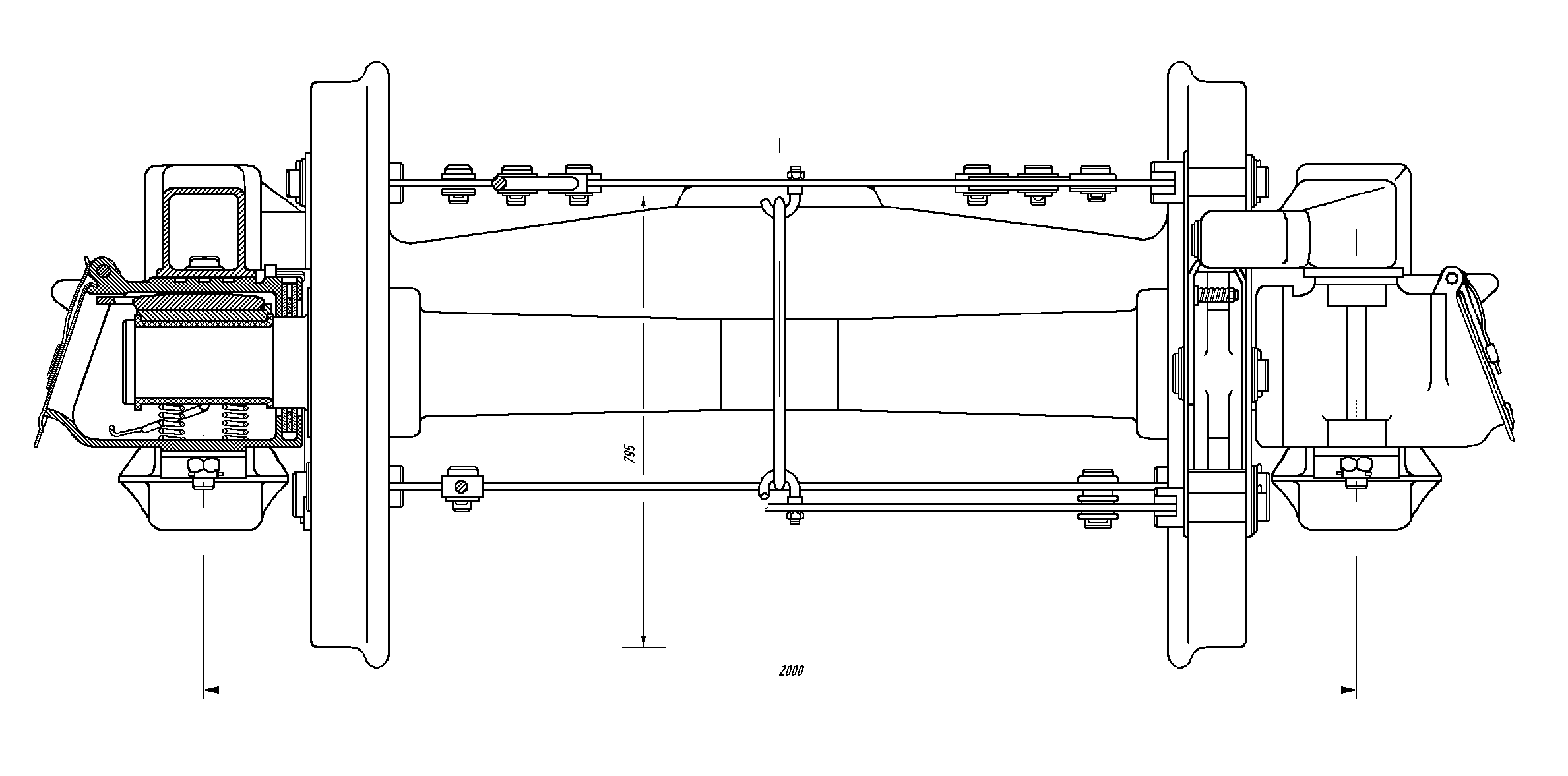 Drehgestell Bauart 964, Zeichnung, Stirnansicht