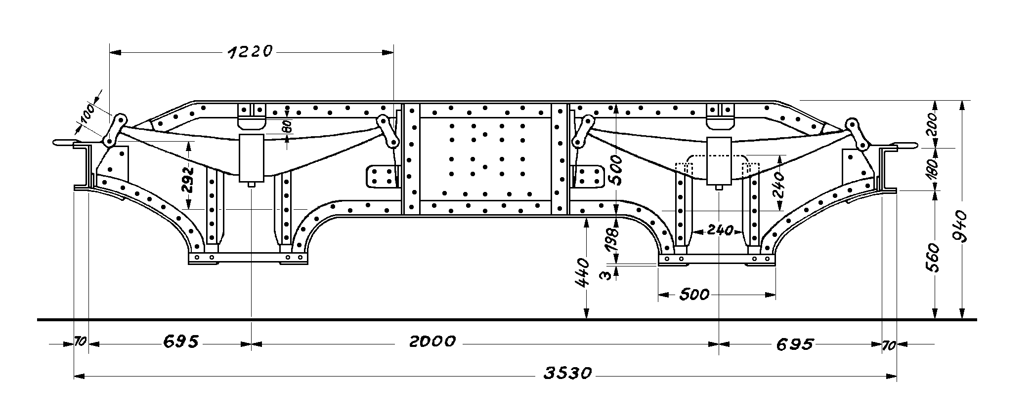 Blech und Winkel-Drehgestell, preussisch, VI d 7 III. Auflage, Skizze nach Unterlagen des RAW Eberswalde (Sammlung Westermann)