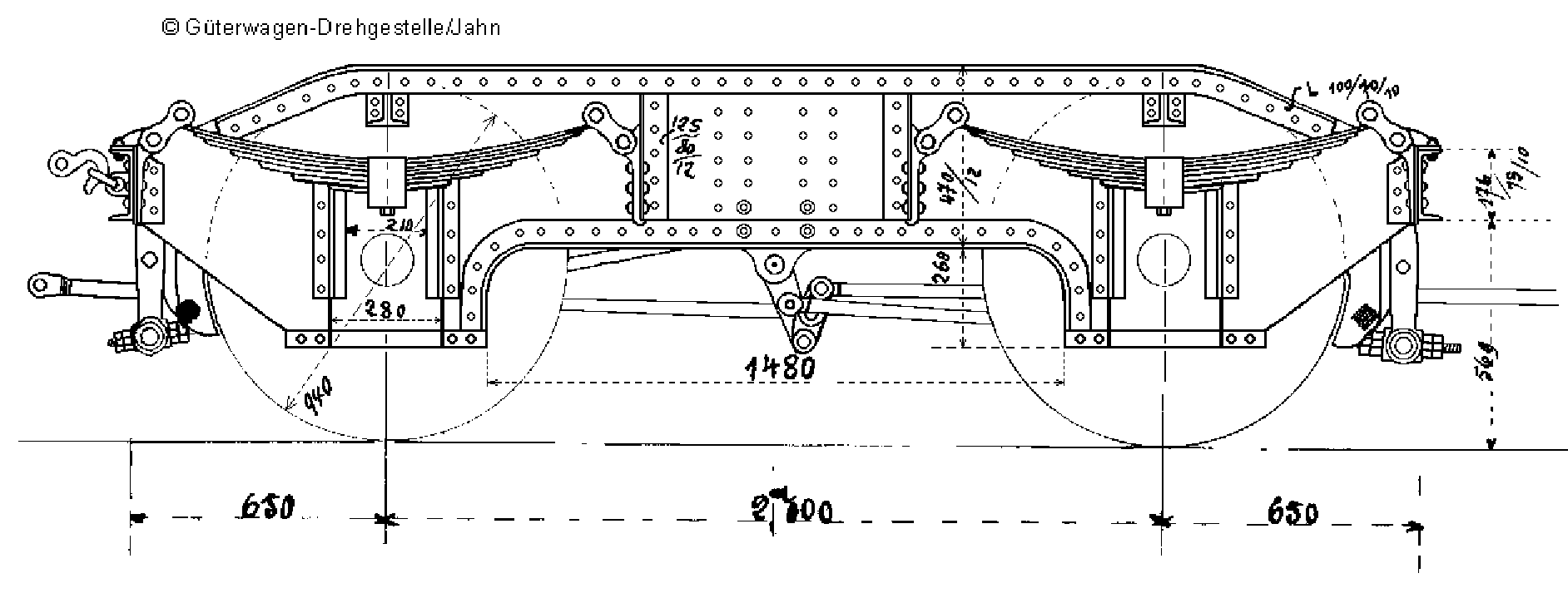 Blech und Winkel-Drehgestell, elsäss.-lothring., 1884; Grafik: Hermann Jahn