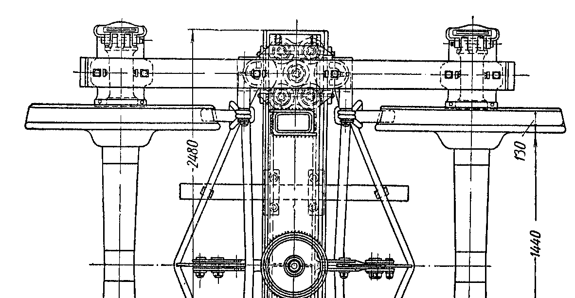 Diamond-Drehgestell, russische Bauart mit 2 x 5 Schraubenfedern je Seite, Draufsicht