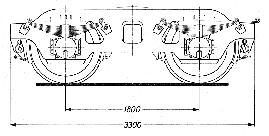 Pressblech-Drehgestell, BA 977 b: gerade Oberkante, 1,8 m Achsstand