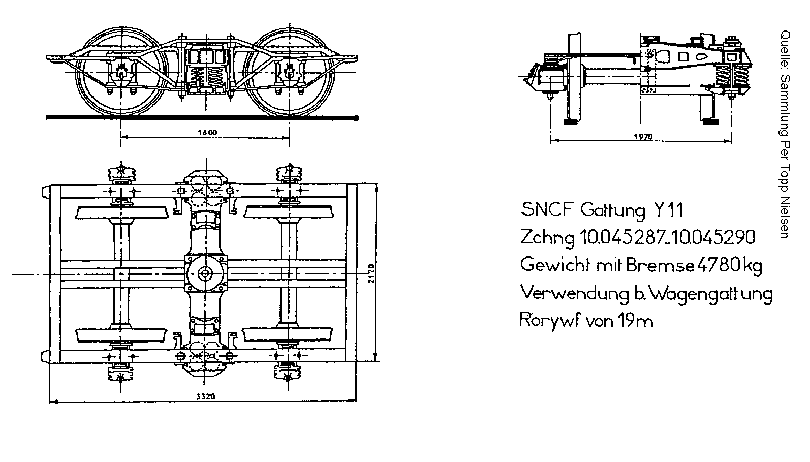 SNCF Bauart Y 11 (beidseitig gebremst); Skizze: Sammlung Per Topp Nielsen