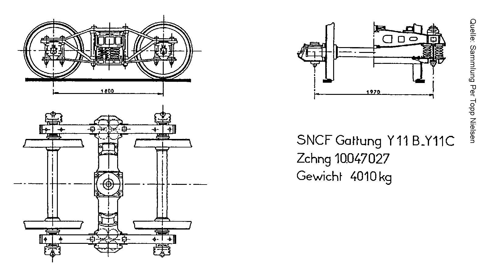 SNCF Bauart Y 11 B, C (einseitig gebremst); Skizze: Sammlung Per Topp Nielsen